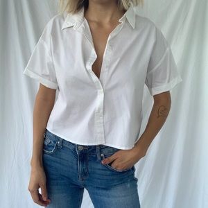 Forever21 cropped button up top